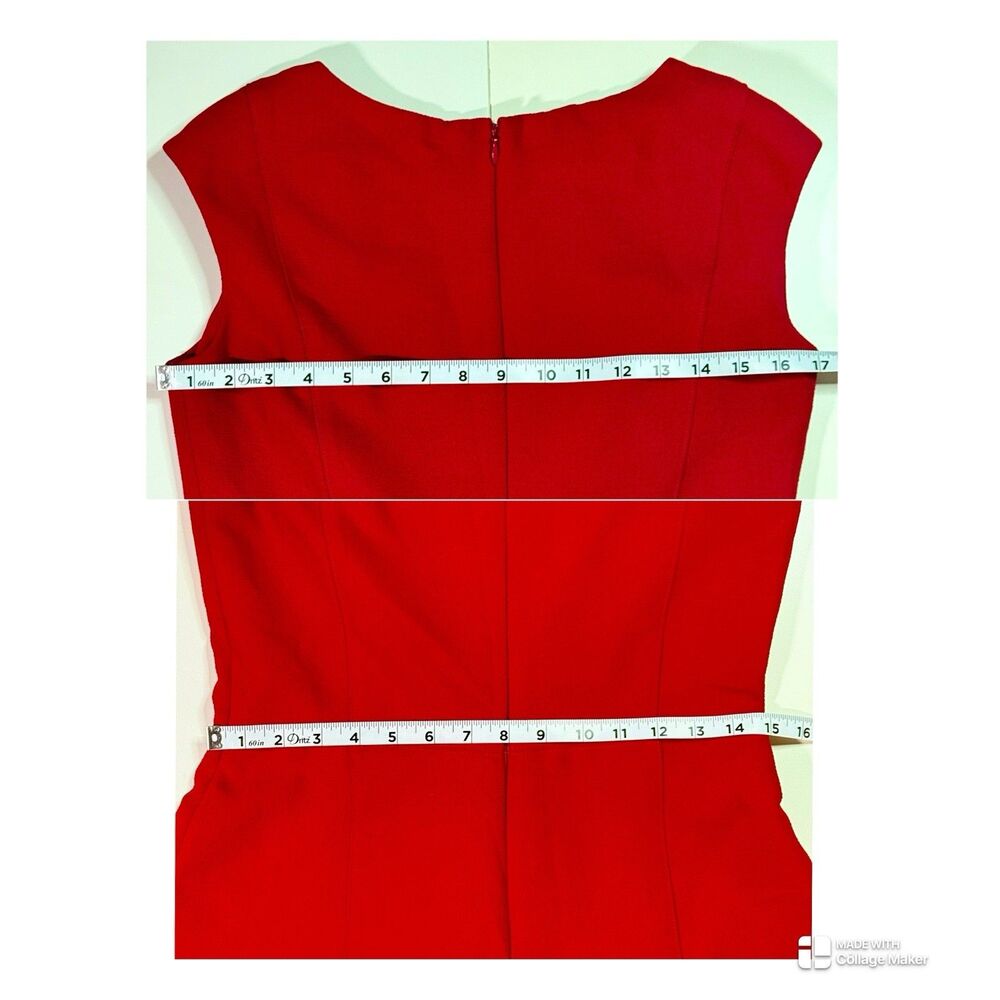 Chaps Ralph Lauren Cherry Red Sleeveless Midi Fit & Flare Zip Close Dress Size 6 - Picture 7 of 10